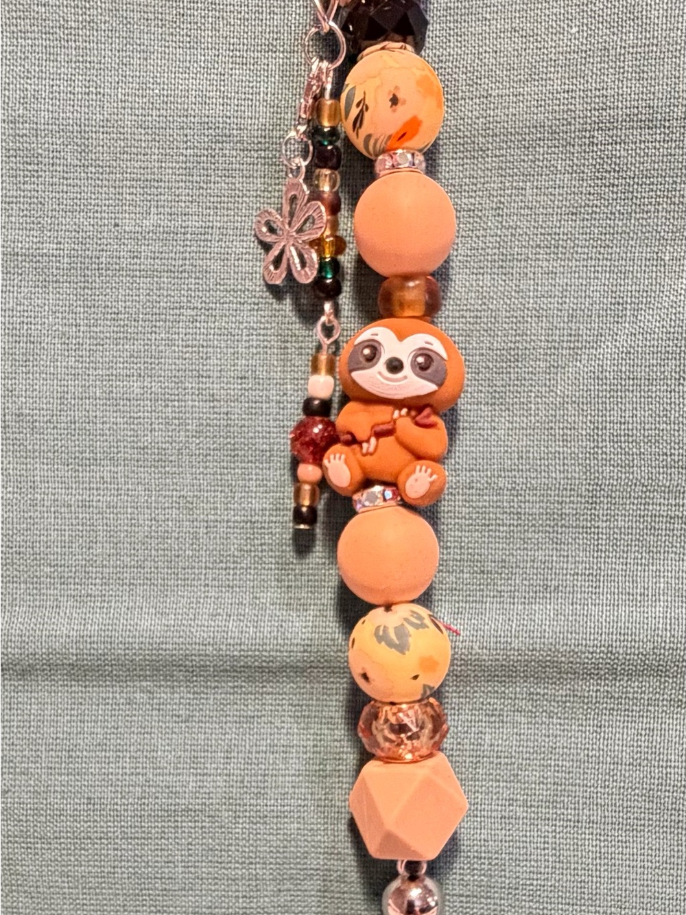 Orange Sloth Charm Beaded Bracelet - Women Jewelry - Picture 3 of 3